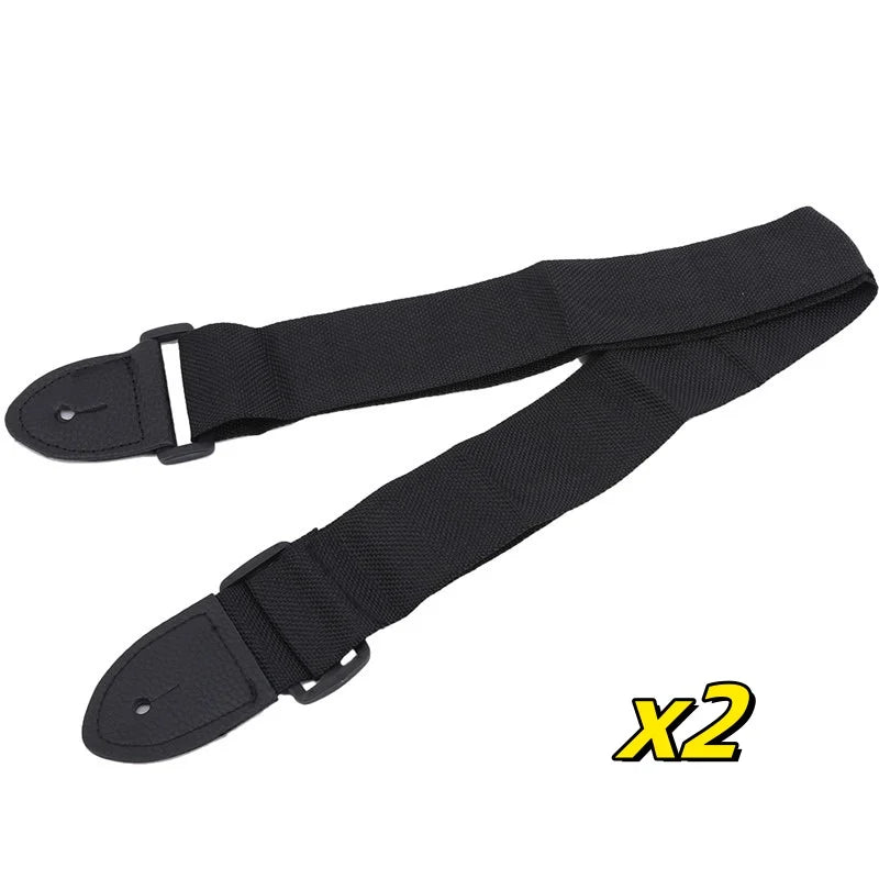Guitar Strap Leather Head Adjustable Shoulder Strap For Classical Guitar Electric Bass Ukulele Accessories Black Guitar Strap