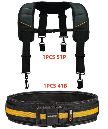 TOOLSTACK Construction Belt and Shoulder Strap Suit High-Quality Oxford Work Belt Adjustable Buckle Strong Working Belt & Strap