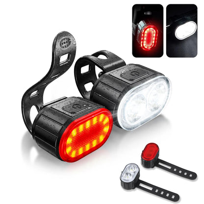 Cycling Bicycle Front Rear Light Set Bike USB Charge Headlight Light MTB Waterproof Taillight LED Lantern Bicycle Accessories