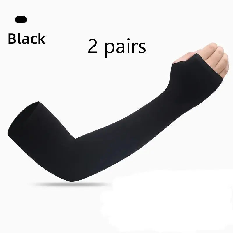2 Pairs Black Summer Outdoor Riding Driving Arm Guard Hand Sleeve Cover