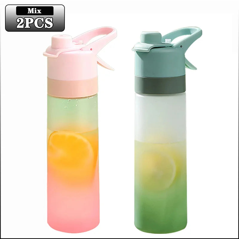1-4PCS Gradient Spray Portable Sports Water Bottle Mist Spray Bottle for Outdoor Activities Gym Fitness Reusable Leak Proof