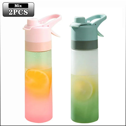 1-4PCS Gradient Spray Portable Sports Water Bottle Mist Spray Bottle for Outdoor Activities Gym Fitness Reusable Leak Proof