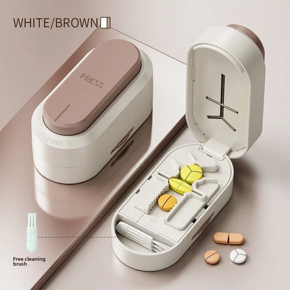 New Quartering Pill Cutter Storage Box Portable Drug Tablet Medicine Dustproof Divider Organizer Crusher 1/2 1/4Pill Cutter