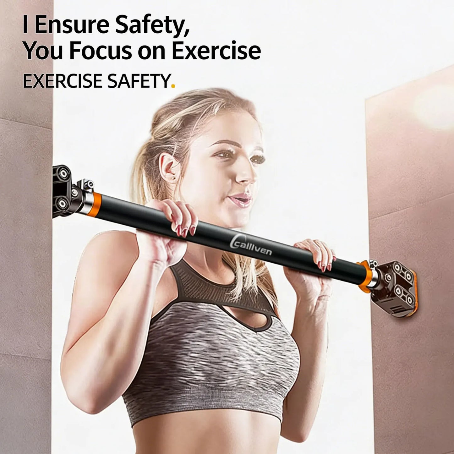 Wall-Mounted Door Pull-Up Bar for Home Gym, No Drilling Required, Adult Fitness Equipment