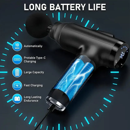 Portable Fascia Gun Vibration Massage Gun with 4 Massage Heads For Body Neck Back Deep Muscle Relaxation Sports Fitness Slimming