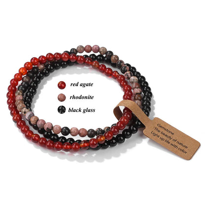 3pcs/Set Natural Stone Beaded Bracelet 4mm Lapis Lazuli Agat Bead Bracelets Couple Yoga Mini Bracelet for Men Women Jewelry Gift