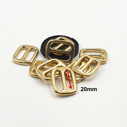 6Pcs Solid Brass Tri-glide Buckle Full Slider 3 Bar Adjuster Buckle Square Ring for Leathercraft Bag Shoulder Strap Belt Webbing