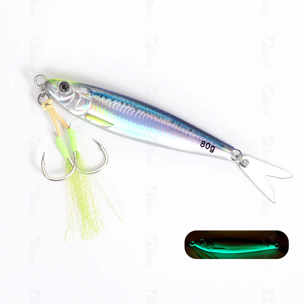 TOLU 2024 NEW 3D Printed Fast Sinking Metal Jig Lure 20g-130g With Spool Saltwater Shore Casting Fishing Lure Vertical Metal Jig