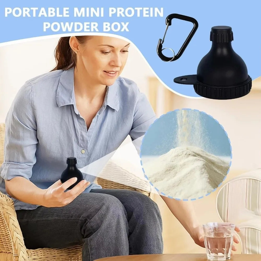 15g/50ml Protein Powder Bottle Leak Proof Reinforced Cap Medicine Box Health Funnel with Carabiner Protein Powder Container