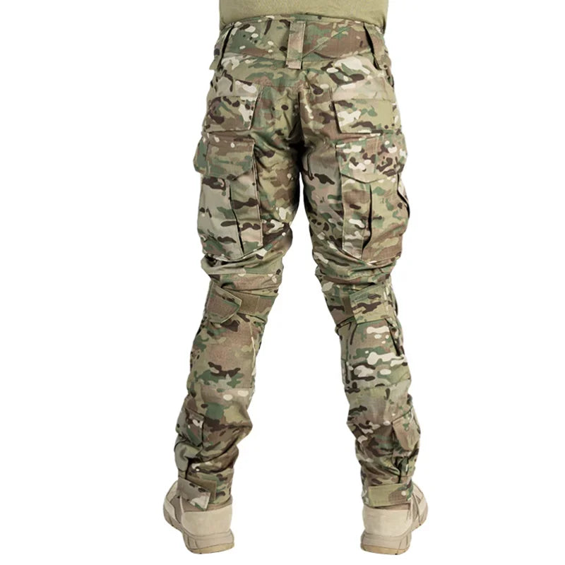 Multicam Pants +Knee Pads Men Tactical Combat Cargo Camo Trousers Trainning Hunting Clothes Quick Dry Breathable Sport Pants