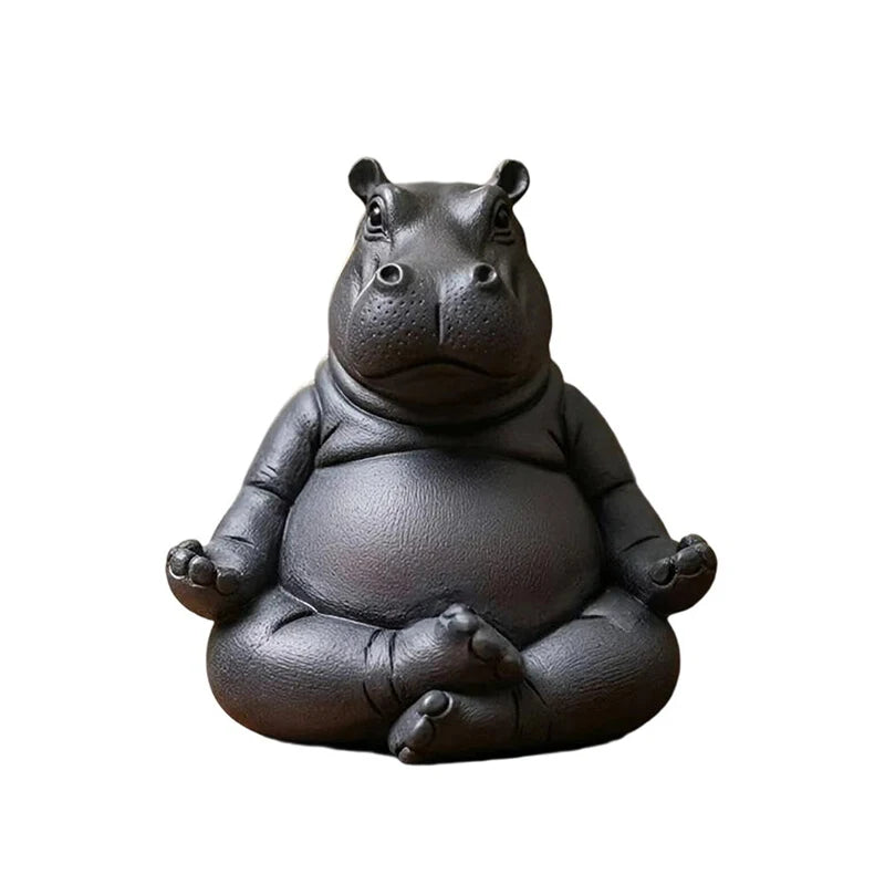 Yoga Master Hippo Statue Handcrafted Resin Hippopotamus Figurine Hippo Figurine Yoga Statue Meditation Hippopotamus For Home
