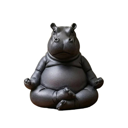 Yoga Master Hippo Statue Handcrafted Resin Hippopotamus Figurine Hippo Figurine Yoga Statue Meditation Hippopotamus For Home