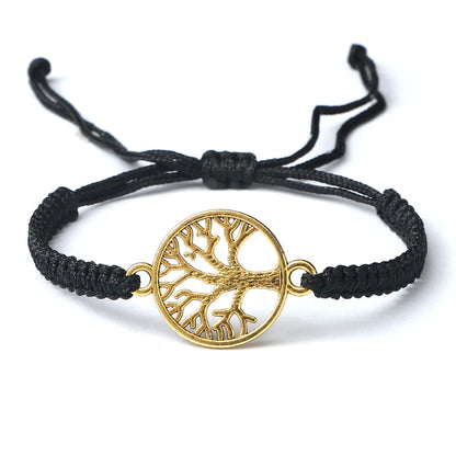 Lucky Red String Braid Bracelets Classic Retro Alloy The Tree of Life Handmade Men Women Kid Wristband Yoga Jewelry Gift Bangles