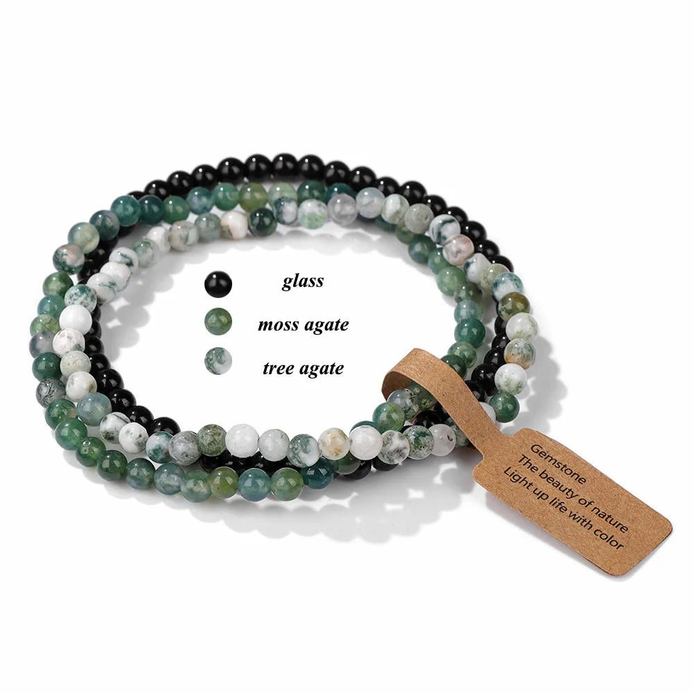 3pcs/Set Natural Stone Beaded Bracelet 4mm Lapis Lazuli Agat Bead Bracelets Couple Yoga Mini Bracelet for Men Women Jewelry Gift