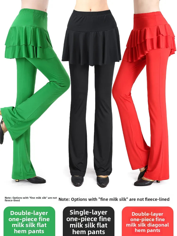 Qui Dry Dance Pants Women's High Waist Long Trousers Skirt Sports Fitn Square Dance orm Breathable Comfortable Fabric