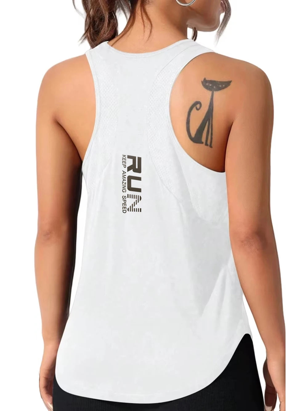 Summer Run Keep Amazing Speed Letter Print Tank Tops Womens Basic Quick Drying Gym Sports Vest Casual Breathable Soft Sleeveless