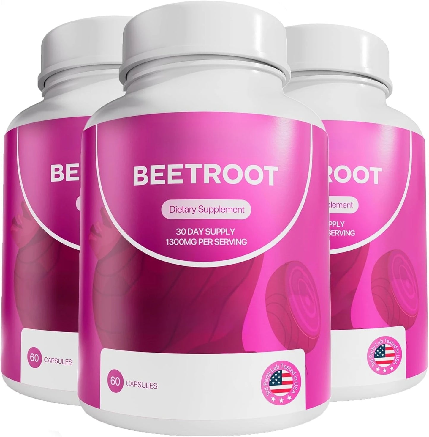 Organic Beetroot Capsules 1300mg Natural Beet Root Powder Supplement Plant-Based Formula Dietary Supplement