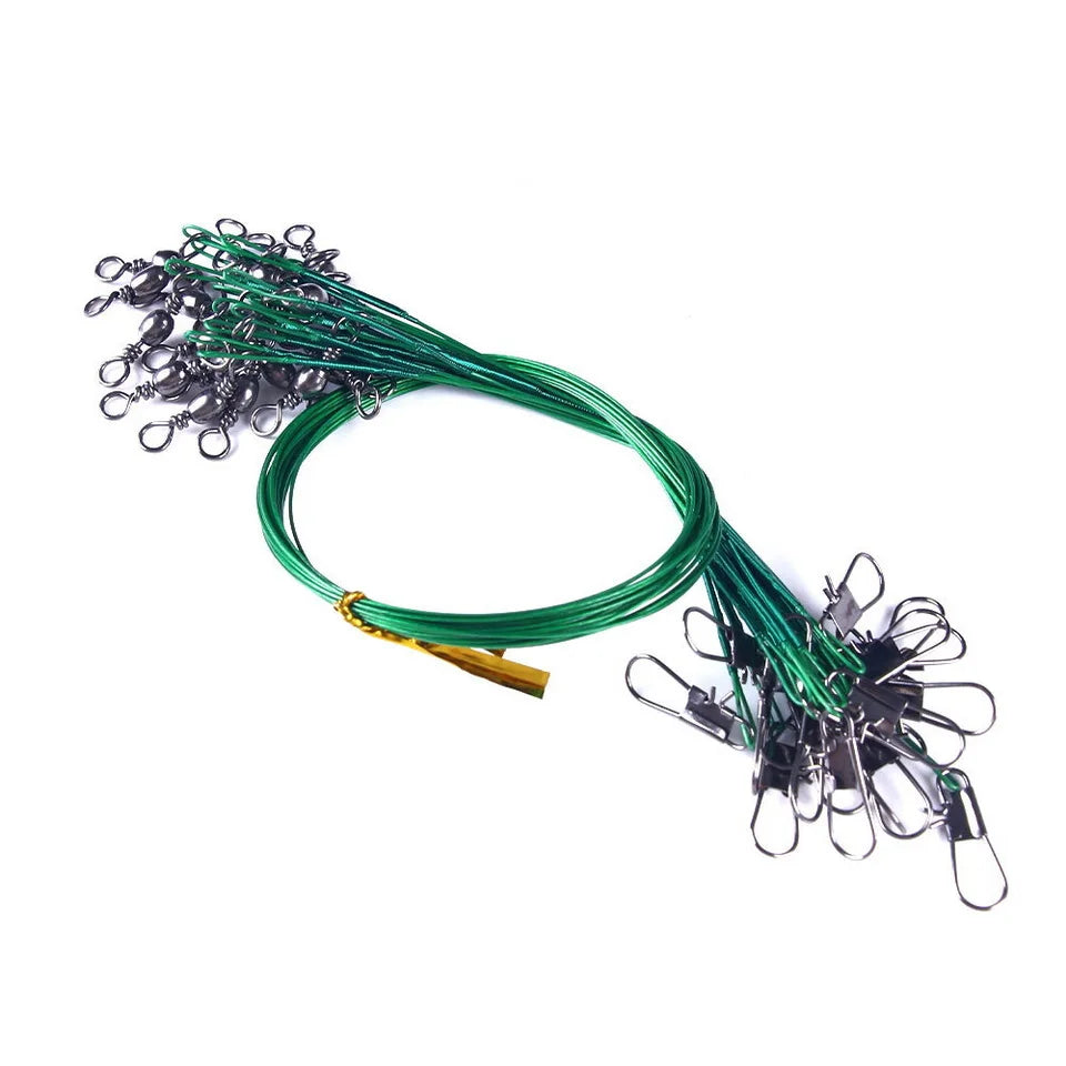 Anti Bite Steel Fishing Line Steel Wire Leader With Swivel Fishing Accessory Lead Core Leash Fishing Wire 15cm 20cm  30cm