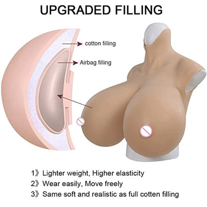 U-Charmmore Realistic Huge Boobs S Z Cup Silicone Breast Forms Breastplate For Drag Queen Shemale Crossdresser Transgender
