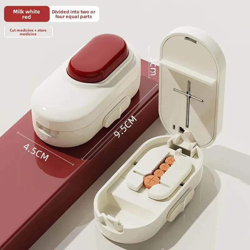 New Quartering Pill Cutter Storage Box Portable Drug Tablet Medicine Dustproof Divider Organizer Crusher 1/2 1/4Pill Cutter