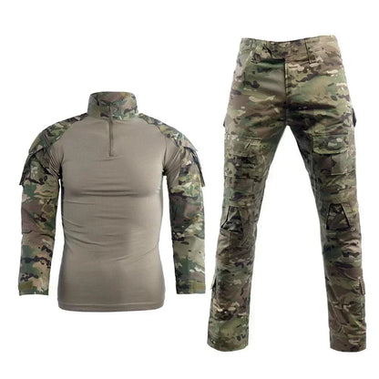 Camouflage Tactical Uniform Hunting Shirts Pants with Elbow Knee Pads Outdoor Hiking Training Frog Sets Clothing Ghillie Suits