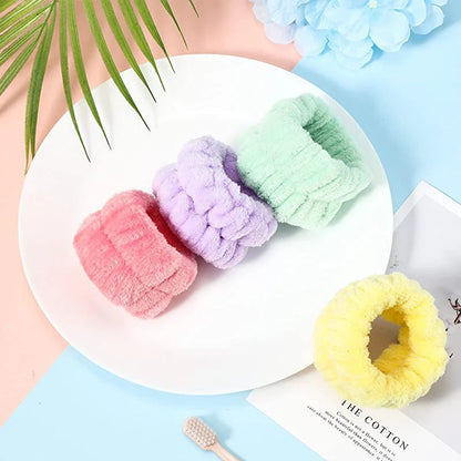 2PCS Reusable Spa Wrist Washband Soft Microfiber Towel Wristbands For Washing Face Women Girl Yoga Running Sport Wrist Sweatband