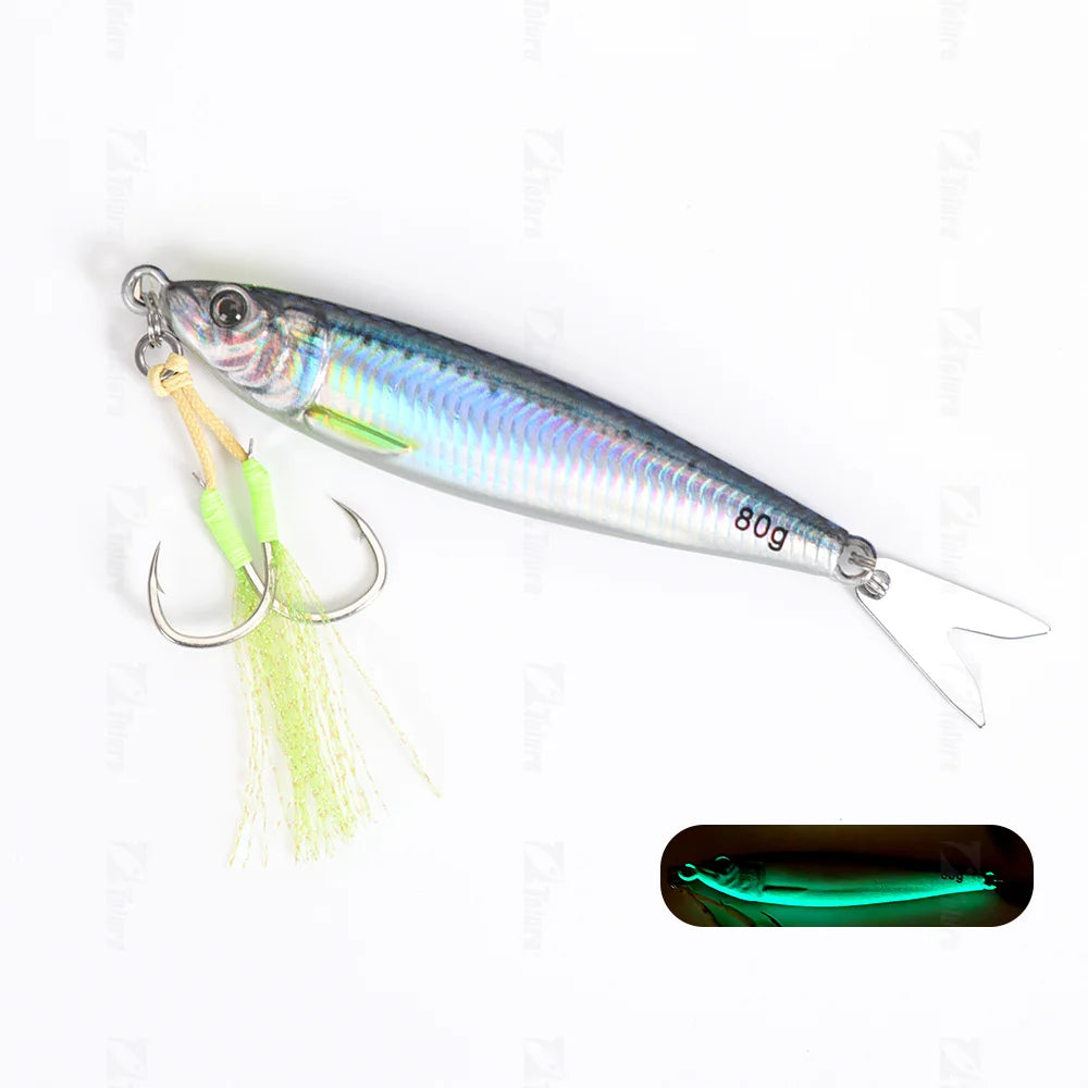 TOLU 2024 NEW 3D Printed Fast Sinking Metal Jig Lure 20g-130g With Spool Saltwater Shore Casting Fishing Lure Vertical Metal Jig