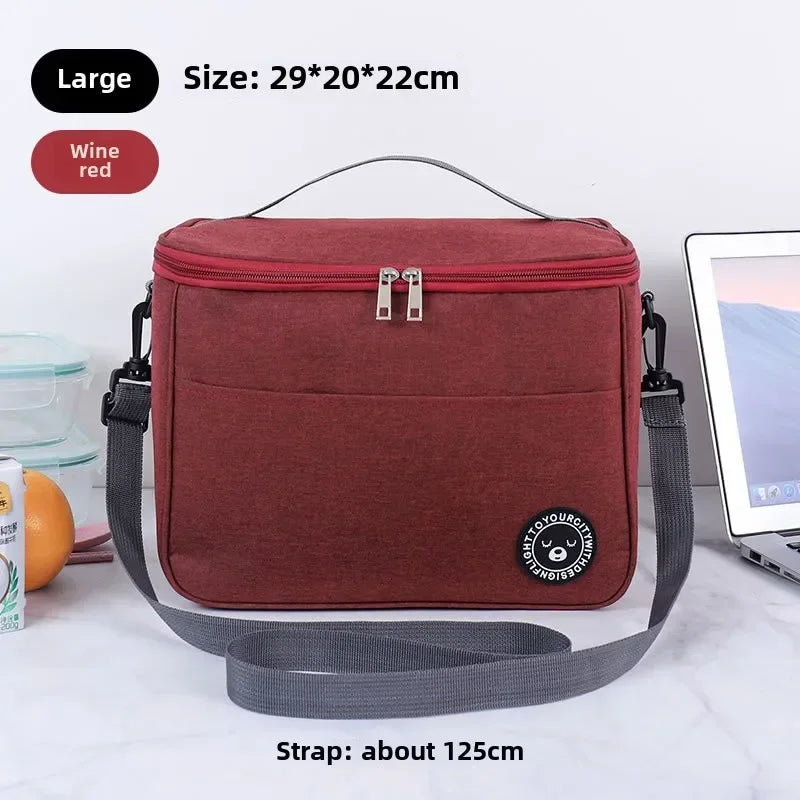 Portable Lunch Bag Food Thermal Box Waterproof Office Cooler Lunchbox With Shoulder Strap Insulated Case Essential for picnics