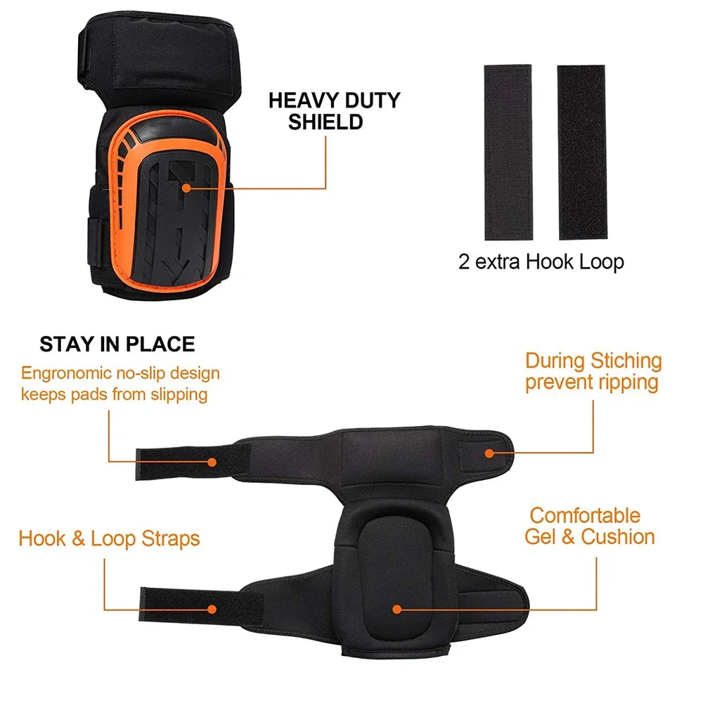 2PCS Heavy Duty Knee Pads for Construction - Double Gel Cushion,Thick Foam & Adjustable Non-Slip Straps- Work Pads for Men/Women