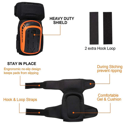 2PCS Heavy Duty Knee Pads for Construction - Double Gel Cushion,Thick Foam & Adjustable Non-Slip Straps- Work Pads for Men/Women