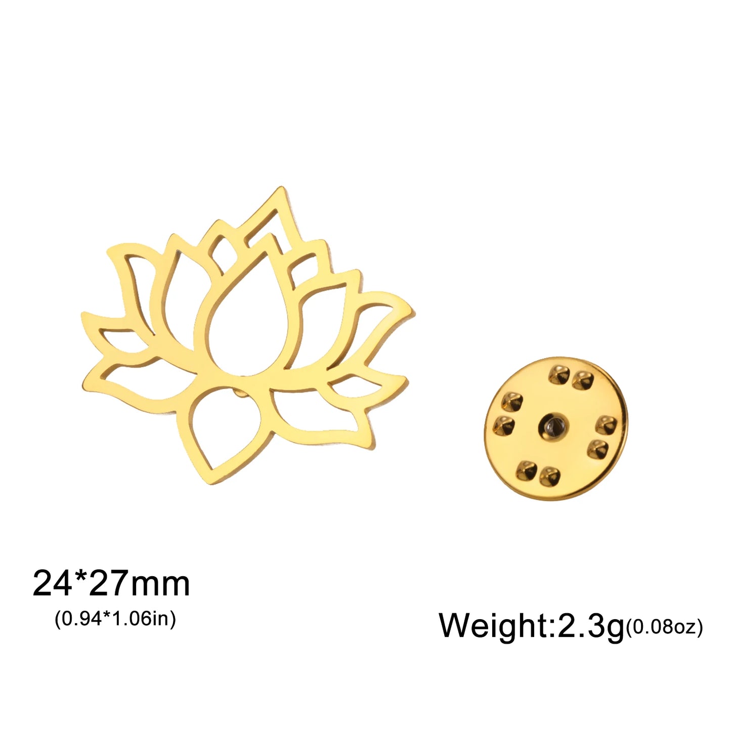 Skyrim Lotus Flower Women's Brooch Stainless Steel Gold Color Suit Badge Lapel Pin Yoga Buddhism Amulet Accessories Wholesale