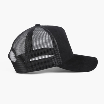 Outdoor 5 panel Suede Trucker Hat Custom Logo Breathable Mesh Solid Color Gorros Sports Cap