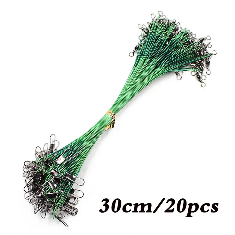 Anti Bite Steel Fishing Line Steel Wire Leader With Swivel Fishing Accessory Lead Core Leash Fishing Wire 15cm 20cm  30cm
