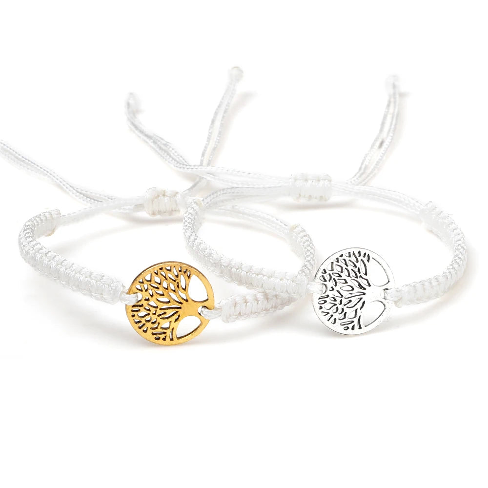 Lucky Red String Braid Bracelets Classic Retro Alloy The Tree of Life Handmade Men Women Kid Wristband Yoga Jewelry Gift Bangles