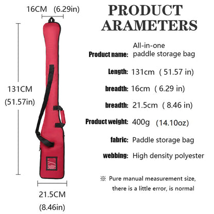 Dragon Boat Paddle Bag with Carry Handle Portable Adjustable Shoulder Strap for Canoeing Boating 131x21.5cm Oxford Cloth