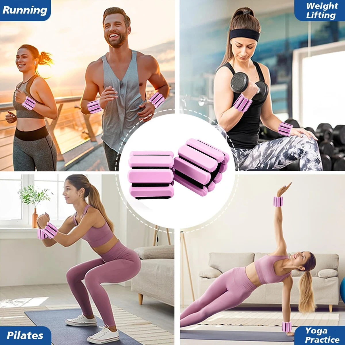 1lb Adjustable Wrist Ankle Weights Invisible Silicone Weighted Bracelets for Men Women Yoga Pilates Gym Walking FitnessEquipment