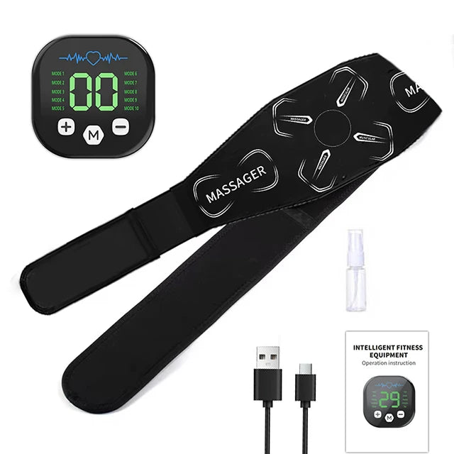 Abdominal Muscle Toner EMS Muscle Stimulator Electric Toning Belt Waist Trainer USB Recharge Body Weight Loss Fitness Massager