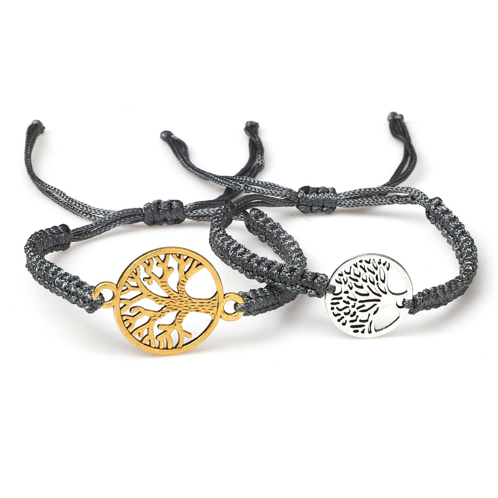 Lucky Red String Braid Bracelets Classic Retro Alloy The Tree of Life Handmade Men Women Kid Wristband Yoga Jewelry Gift Bangles