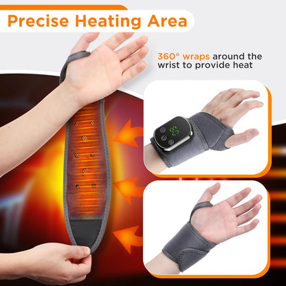 Cordless Wrist Hand Heated Massager Vibration Electric Hand Wrap Band Joint Wrist Support Brace Pain Relief Belt