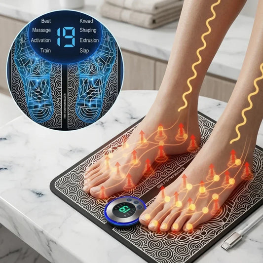 EMS Foot Massager Pad Relief Pain Relax Feet Acupoints Massage Electric Muscle Stimulation Improve Blood Circulation Relax Feet