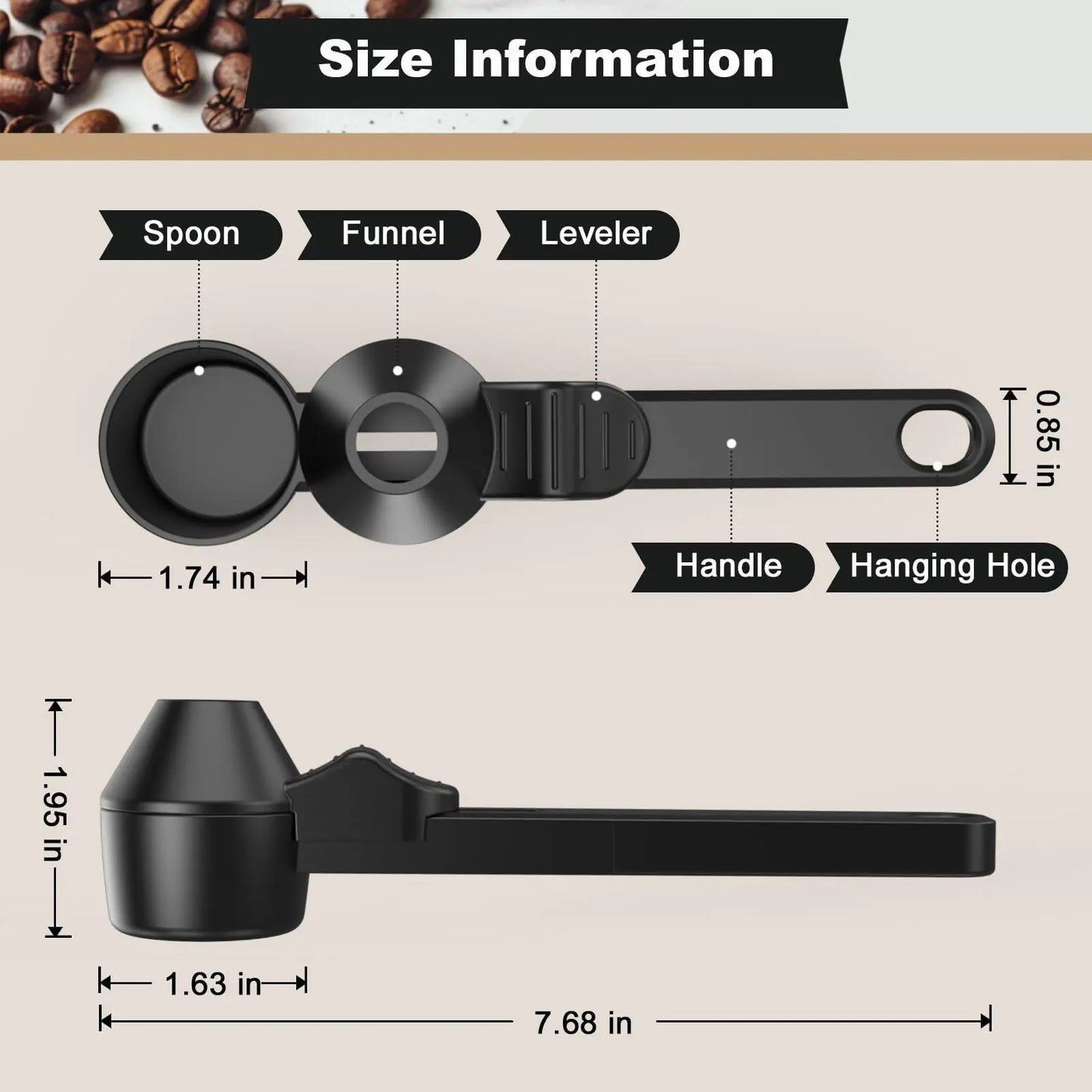3PCS Creative Coffee Scoop With Funnel Coffee Sliding Spoon Long Handle Large Capacity Protein Powder Leakproof Measuring Spoon