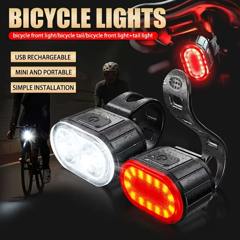USB Rechargeable Bicycle Lights Bike Safety Warning Lamp Outdoor Waterproof Cycling Flashlight For Mountain And Road Bikes