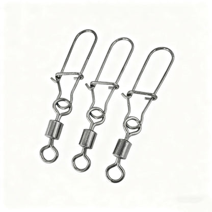 50pcs/box Stainless Steel Fishing Connector Pin Bearing Swivel Fishing Connector Rolling Swivel Lure Hook Accessories Tackle