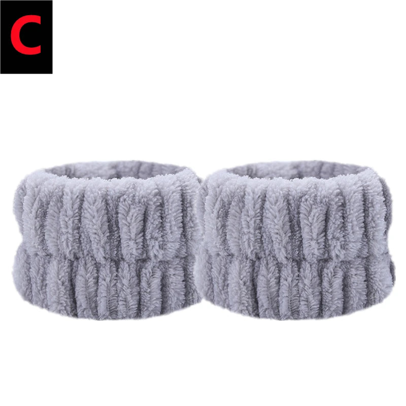 2PCS Reusable Spa Wrist Washband Soft Microfiber Towel Wristbands For Washing Face Women Girl Yoga Running Sport Wrist Sweatband