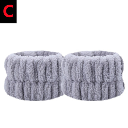 2PCS Reusable Spa Wrist Washband Soft Microfiber Towel Wristbands For Washing Face Women Girl Yoga Running Sport Wrist Sweatband