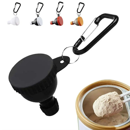 15g/50ml Protein Powder Bottle Leak Proof Reinforced Cap Medicine Box with Carabiner Health Funnel Protein Powder Container